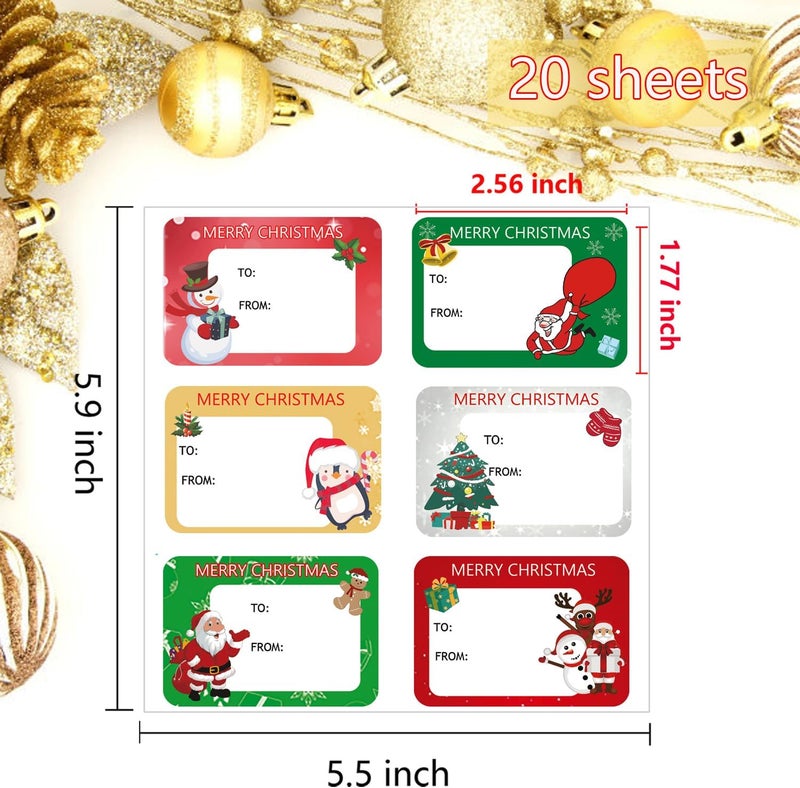 Ccswybf 120Pack Christmas Labels Stickers 65 x 45mm Christmas Name Gift Label Xmas Tags Sticker Self-Adhesive Christmas Sticky Labels for Present Cards - Image 3